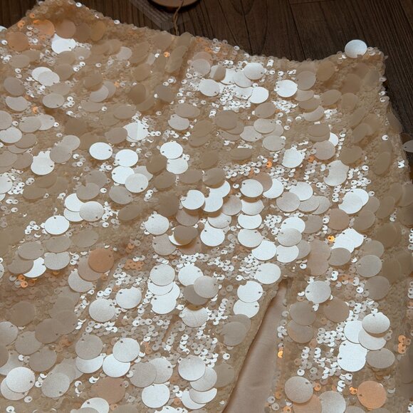 MESHKI Maude Transparent Sequin White Bridal Mini Skirt With Split - Small - Picture 4 of 8